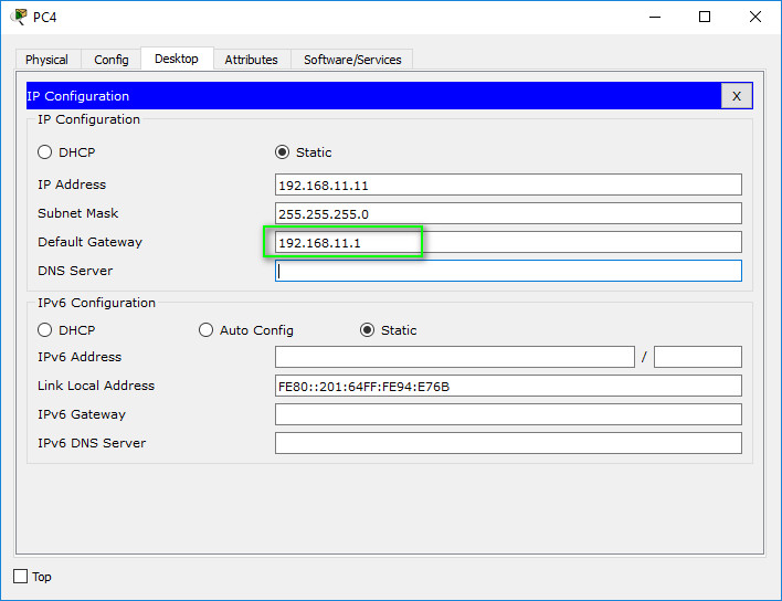 10.3.5 Packet Tracer - Troubleshoot Default Gateway Issues (Answers) 7